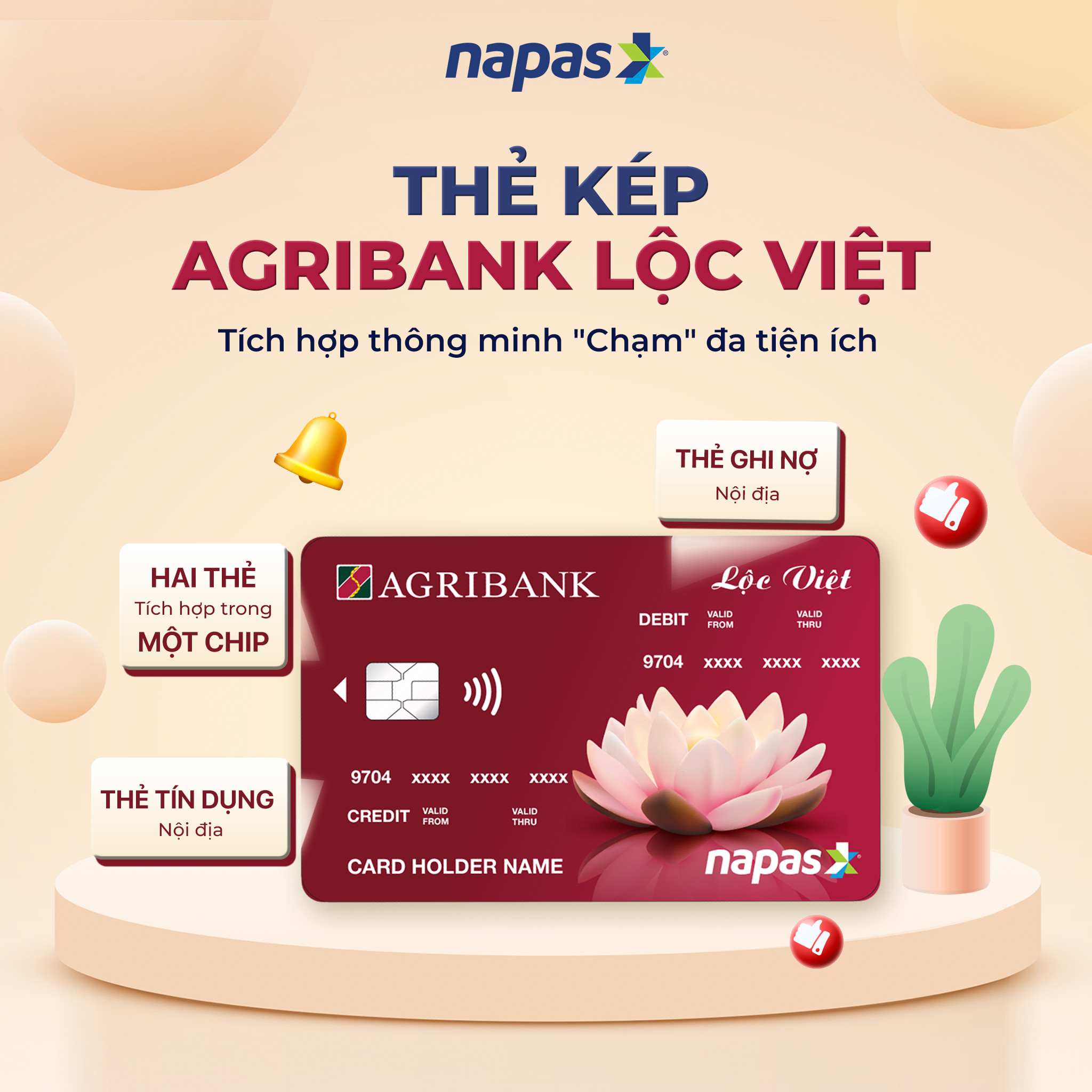 NAPAS PHỐI HỢP VỚI AGRIBANK PHÁT TRIỂN THẺ KÉP 2 TRONG 1